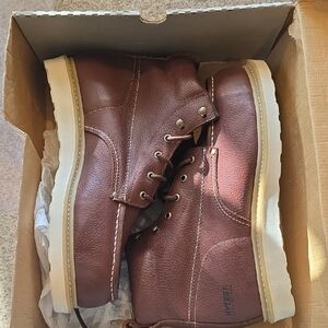 Men's Brown Steel Toe Boots with Cream Sole